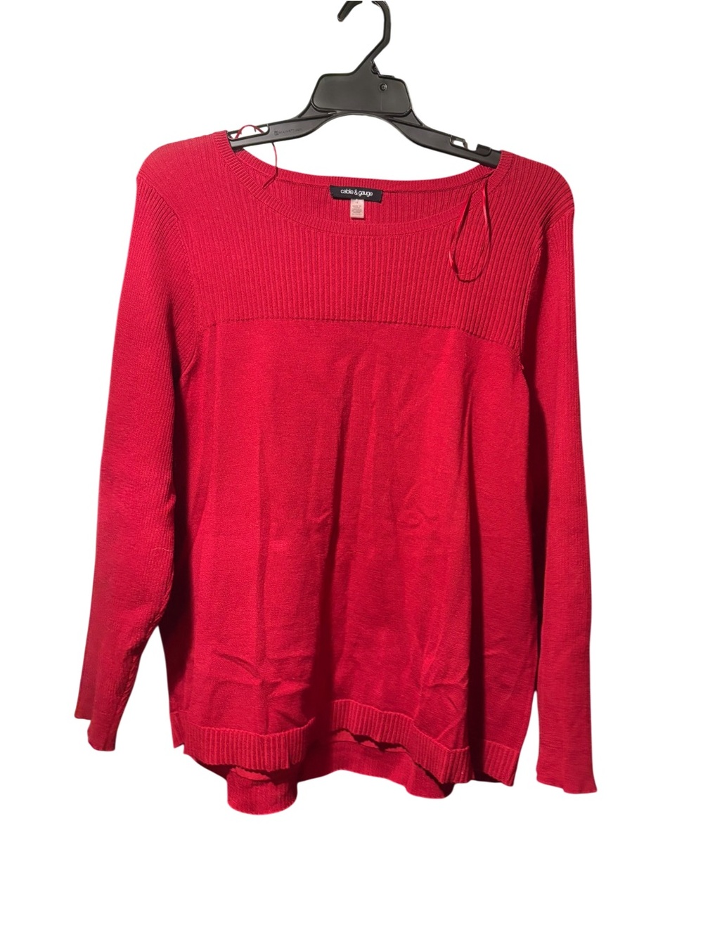 Cable & Gauge Bright Red Scoop Neck Knit Sweater